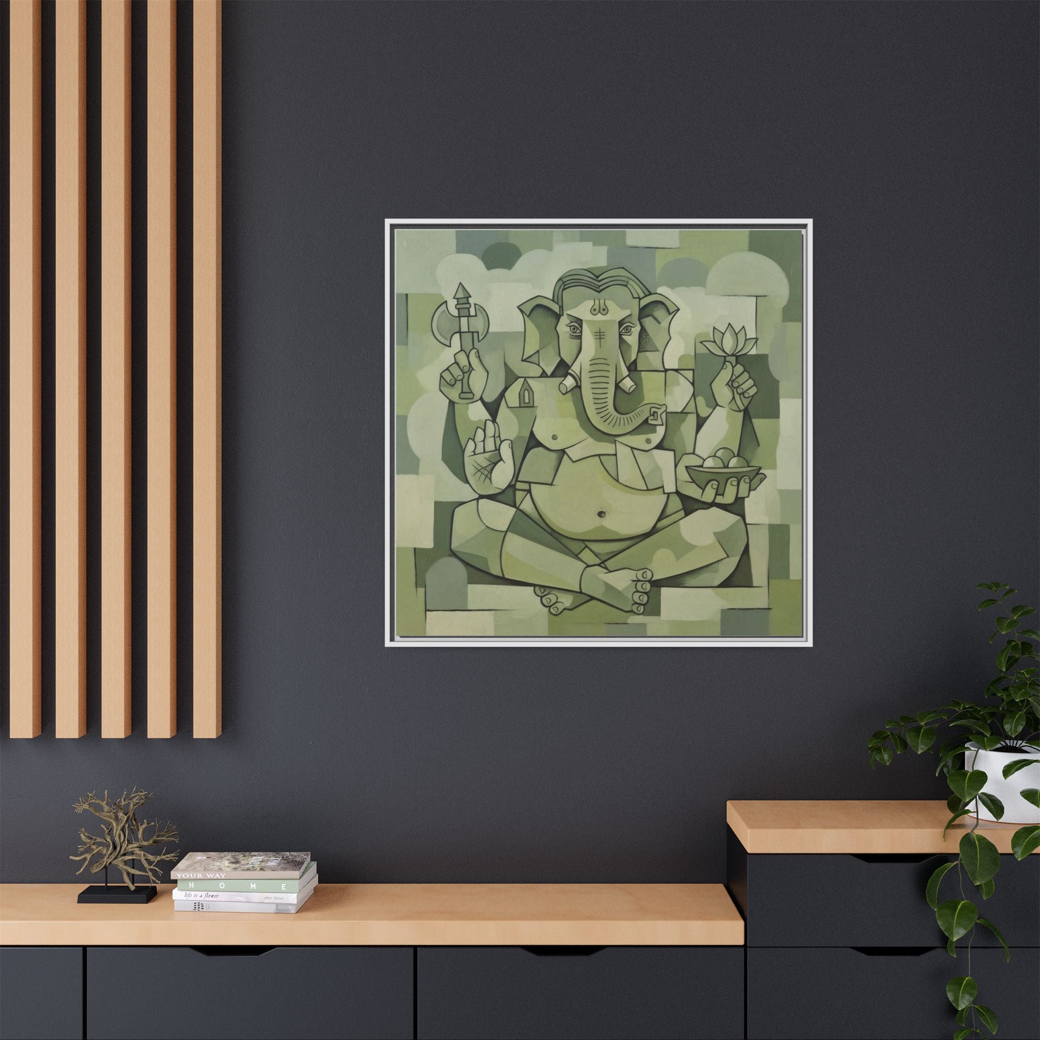Framed Art Print, Spiritual Home Decor, Ganesha Wall Art, Meditation Room Decor, Bohemian Wall Art, Gift for Yoga Lovers
