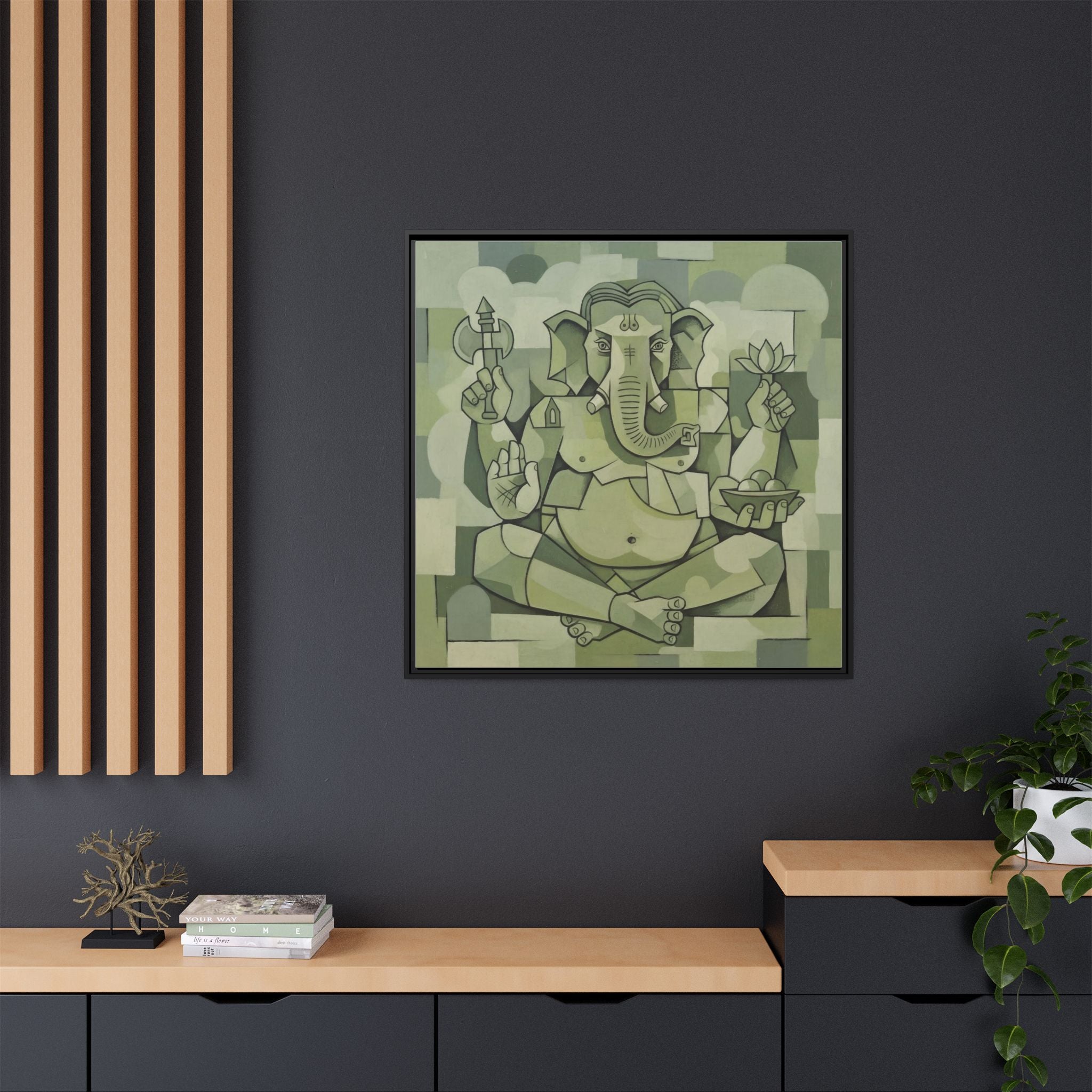 Framed Art Print, Spiritual Home Decor, Ganesha Wall Art, Meditation Room Decor, Bohemian Wall Art, Gift for Yoga Lovers