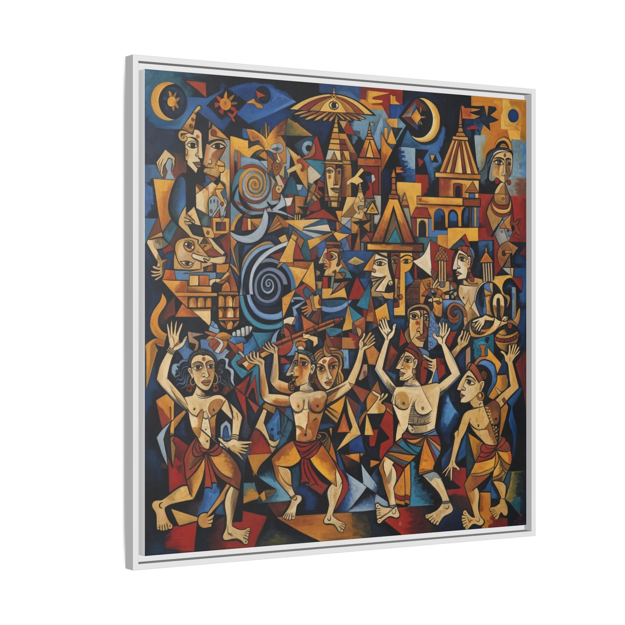 Vibrant Kumbh Mela Framed Canvas Art, Colorful Wall Decor, Ethnic Dance Print, Home Decoration, Unique Gift Idea, Living Room Accent