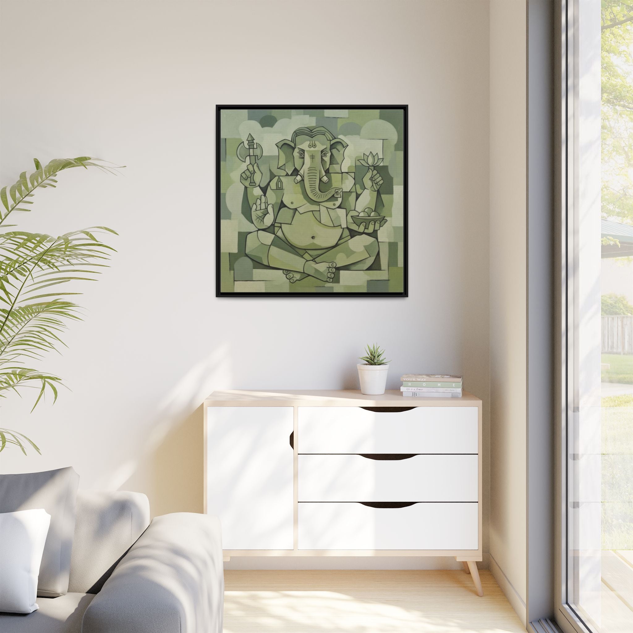 Framed Art Print, Spiritual Home Decor, Ganesha Wall Art, Meditation Room Decor, Bohemian Wall Art, Gift for Yoga Lovers