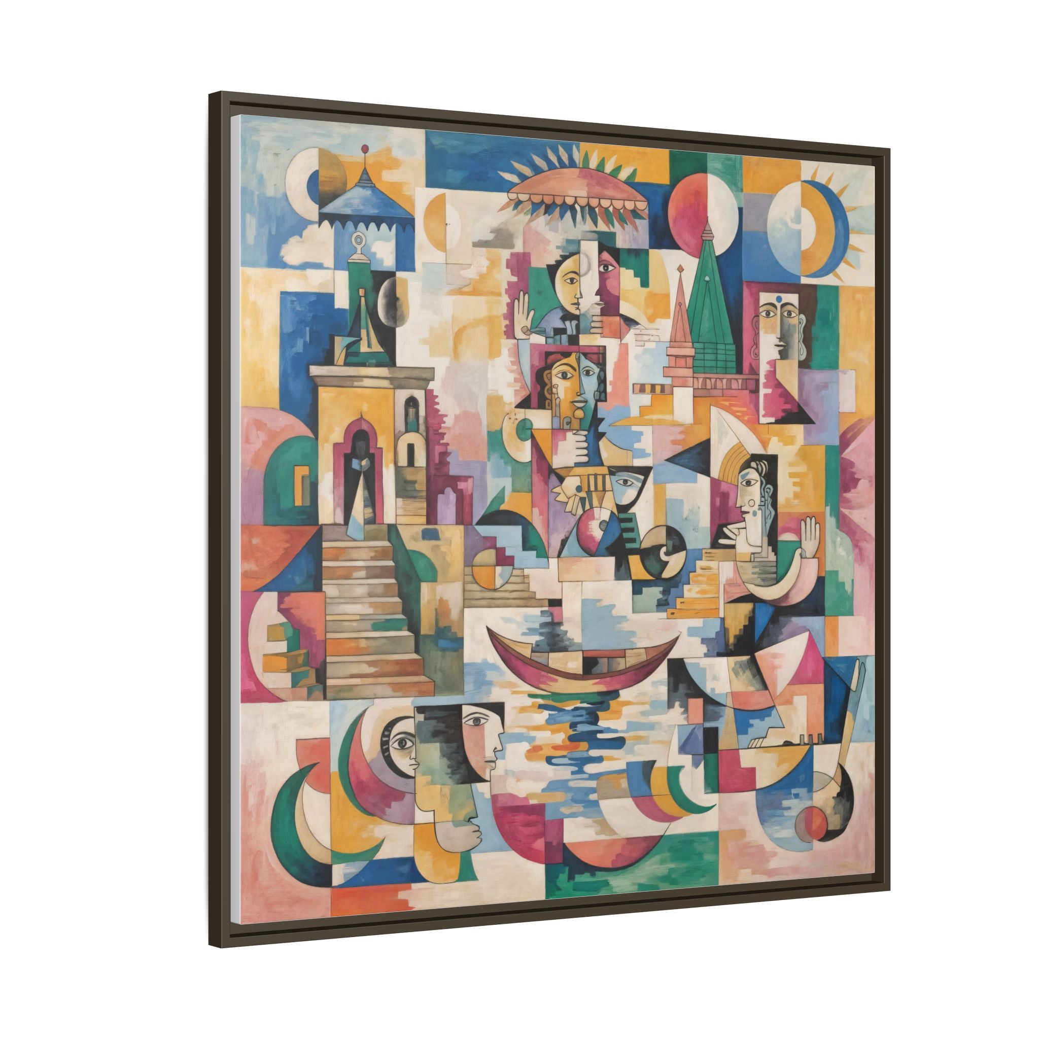 Framed Varanasi Matte Canvas Art Print, Colorful Modern Wall Décor, Unique Gift for Home, Gallery Wall Accent, Art Lovers Decor