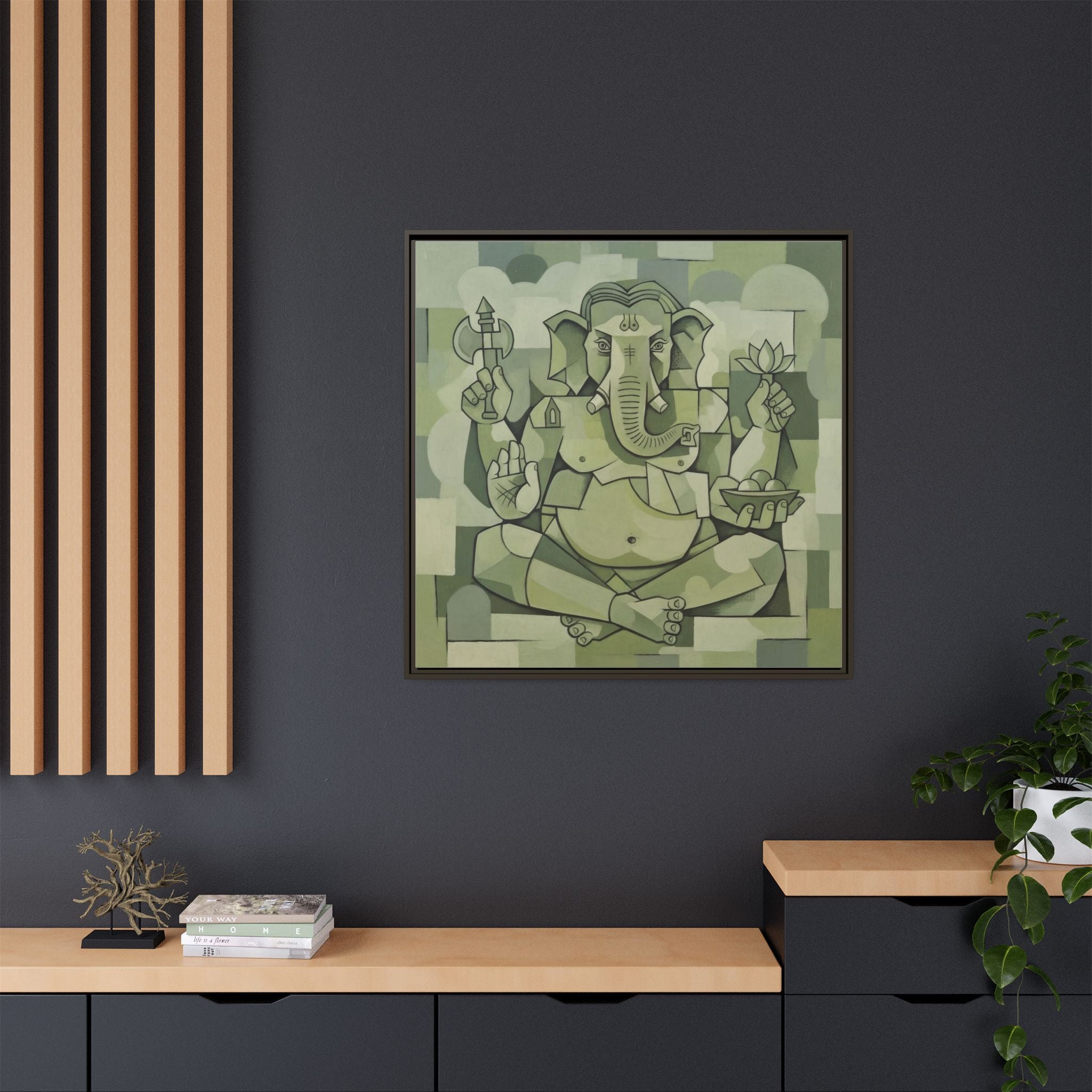 Framed Art Print, Spiritual Home Decor, Ganesha Wall Art, Meditation Room Decor, Bohemian Wall Art, Gift for Yoga Lovers