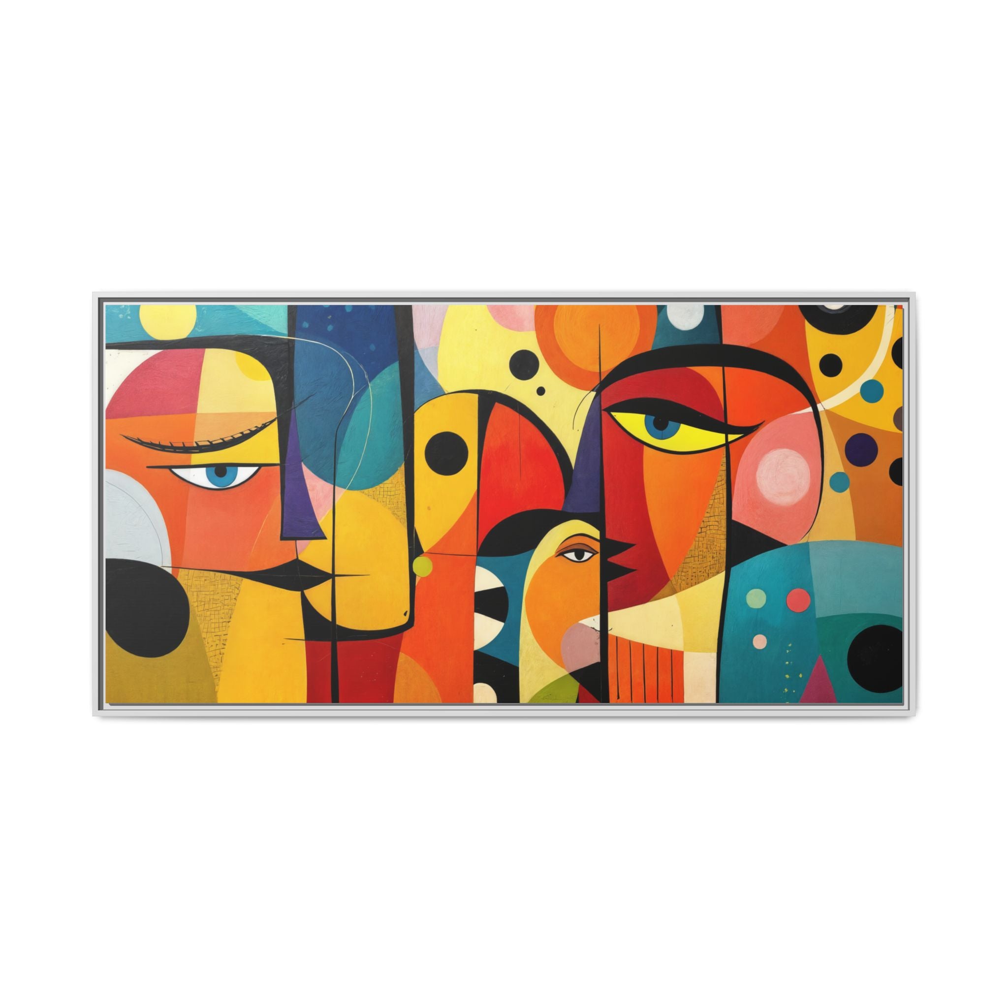 Colorful Goa People Abstract Framed Canvas Art, Vibrant Wall Decor, Modern Home Gallery, Gift for Art Lovers, Unique Living Room Accent