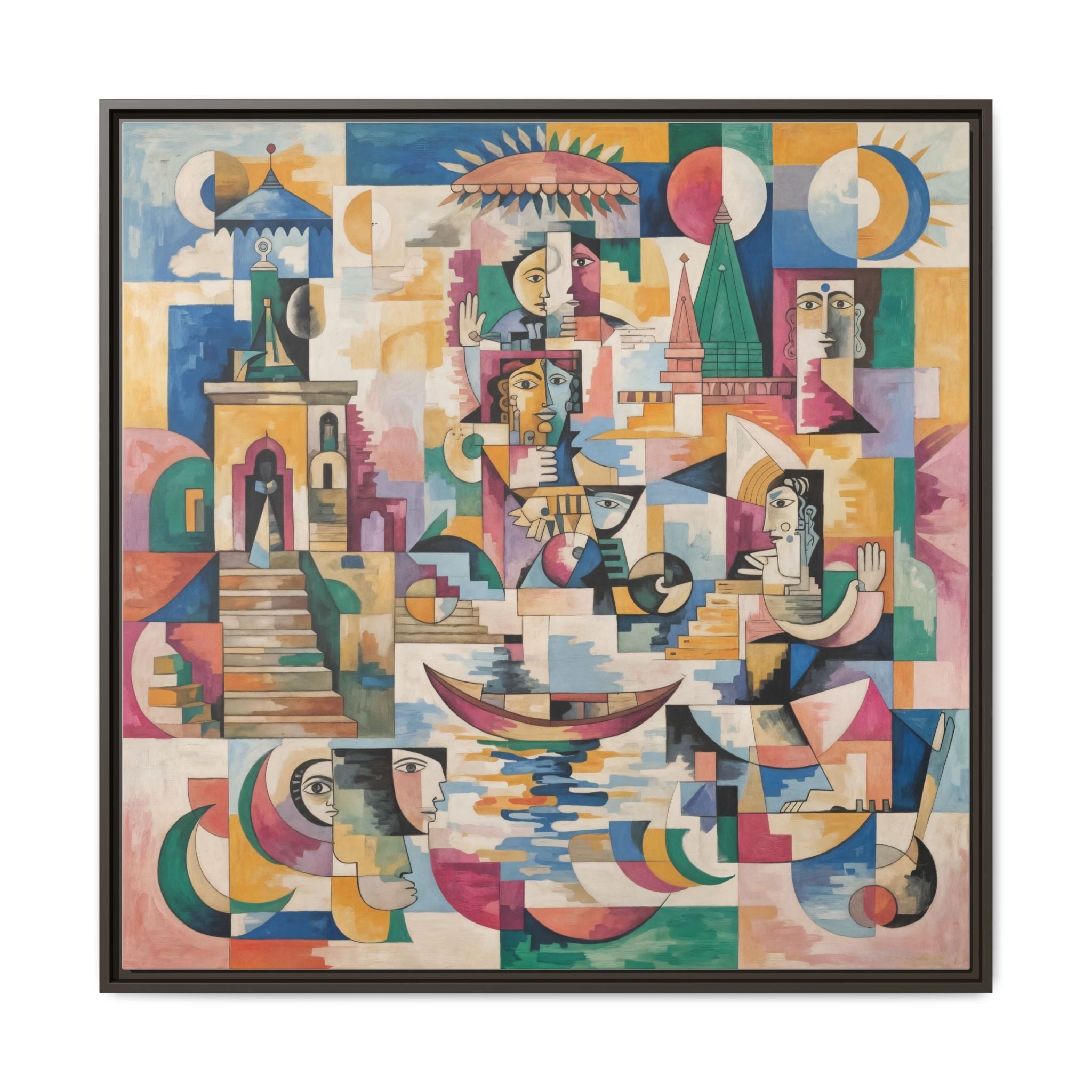 Framed Varanasi Matte Canvas Art Print, Colorful Modern Wall Décor, Unique Gift for Home, Gallery Wall Accent, Art Lovers Decor