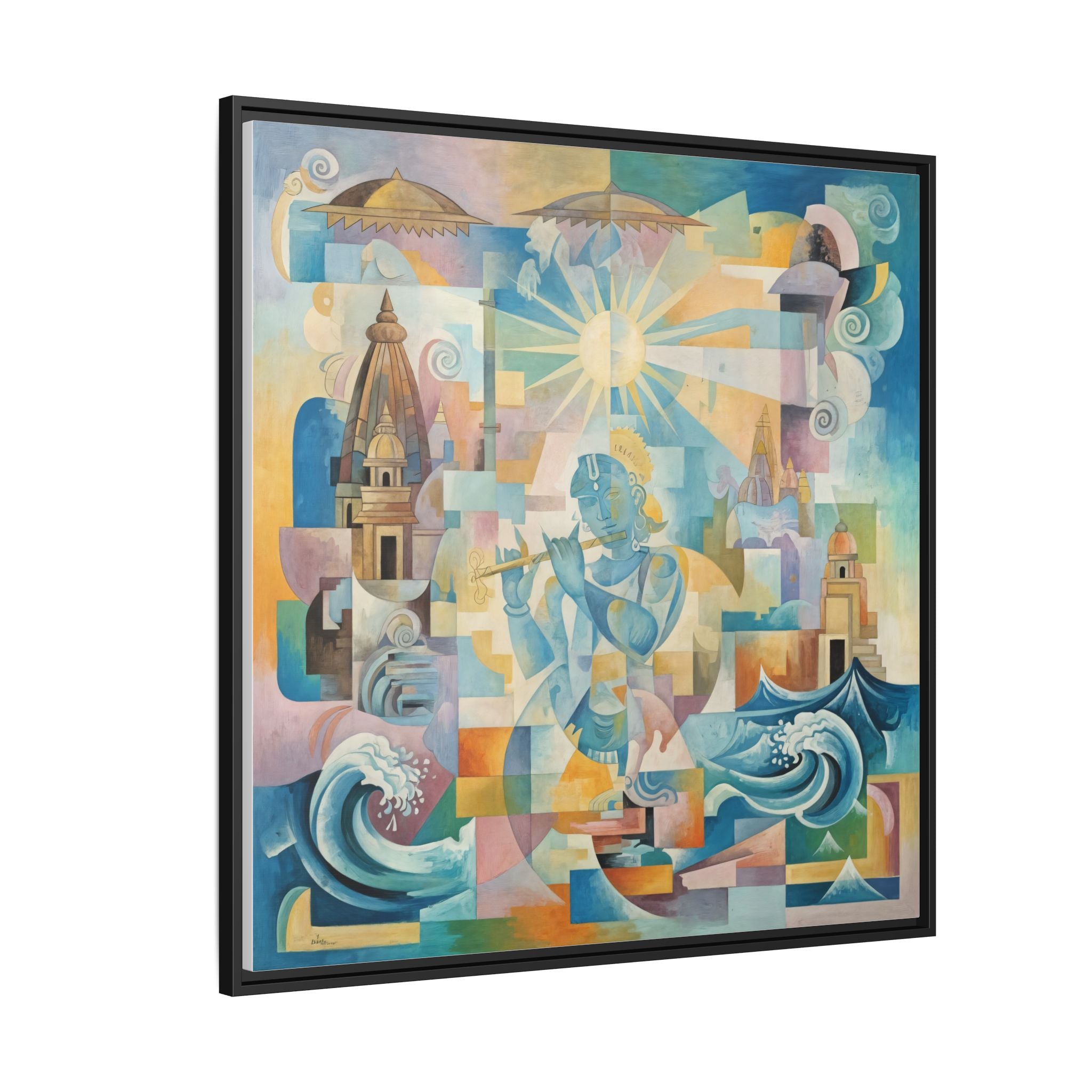 Dwarka Framed Canvas Art, Modern Wall Decor for Home, Unique Gift for Art Lovers, Vibrant Design for Living Room, Bohemian Aesthetic