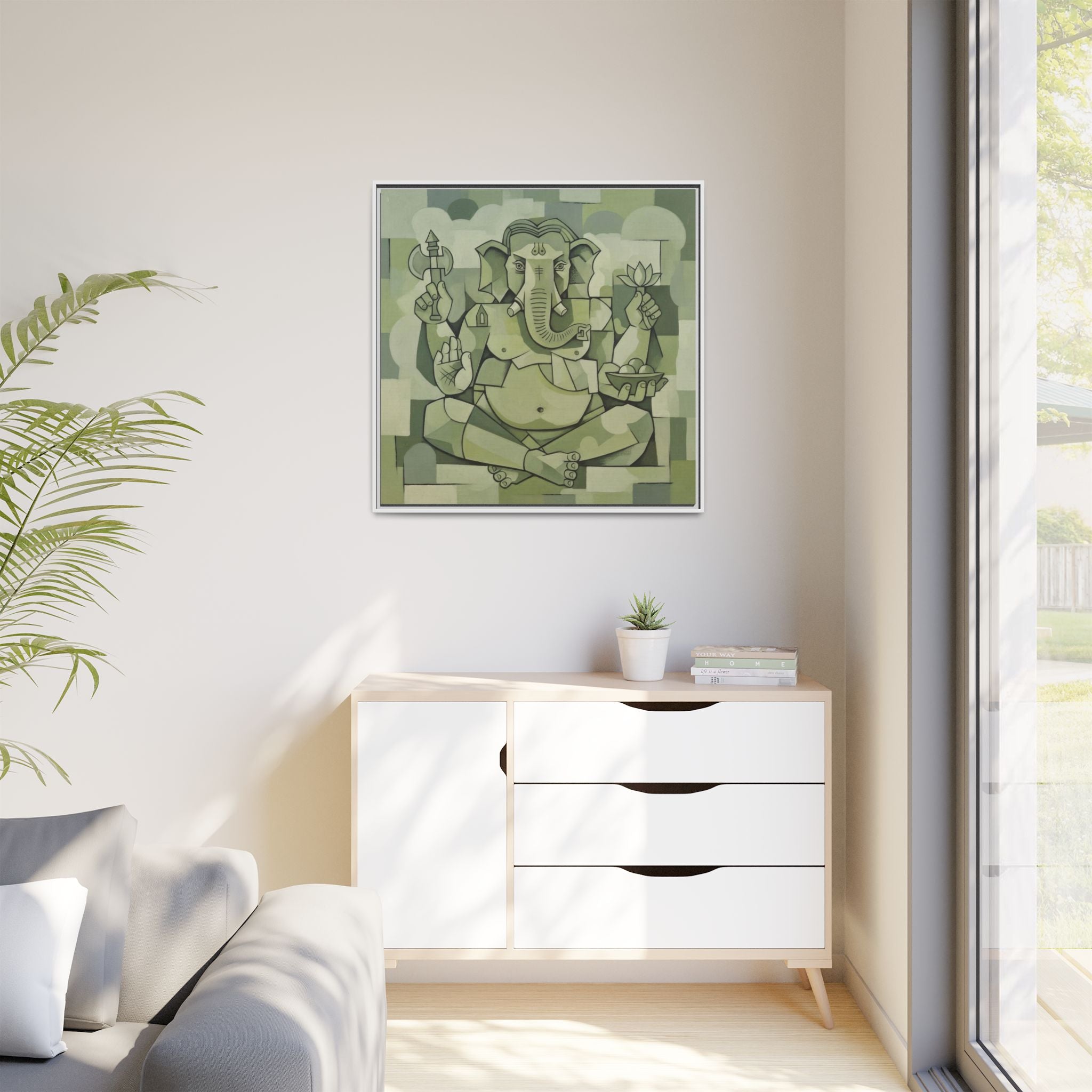 Framed Art Print, Spiritual Home Decor, Ganesha Wall Art, Meditation Room Decor, Bohemian Wall Art, Gift for Yoga Lovers