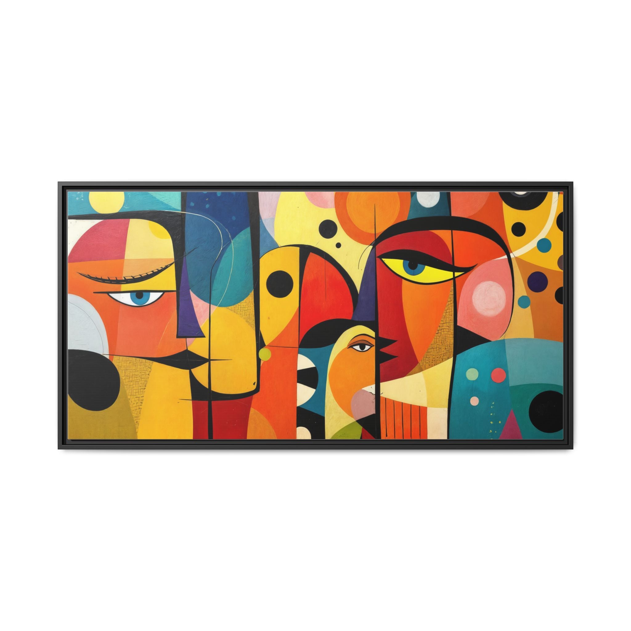Colorful Goa People Abstract Framed Canvas Art, Vibrant Wall Decor, Modern Home Gallery, Gift for Art Lovers, Unique Living Room Accent