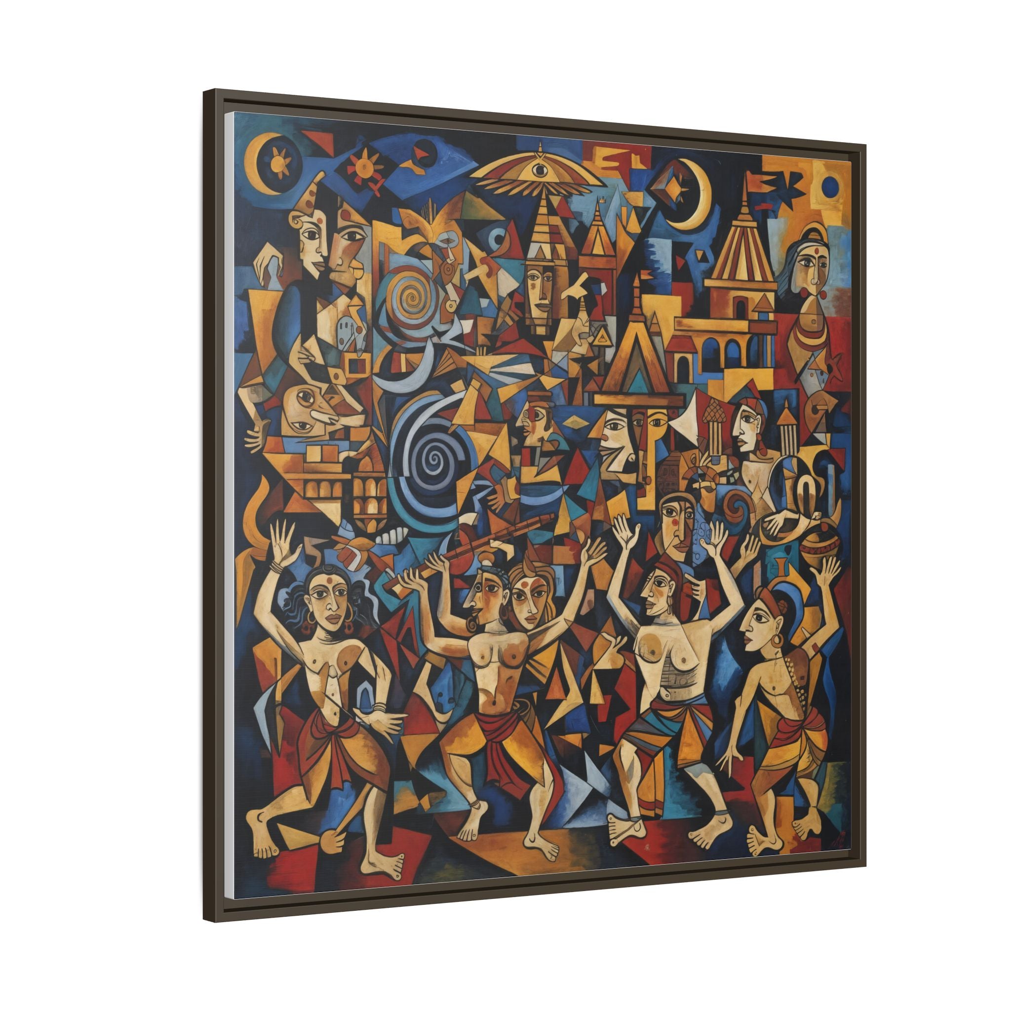 Vibrant Kumbh Mela Framed Canvas Art, Colorful Wall Decor, Ethnic Dance Print, Home Decoration, Unique Gift Idea, Living Room Accent