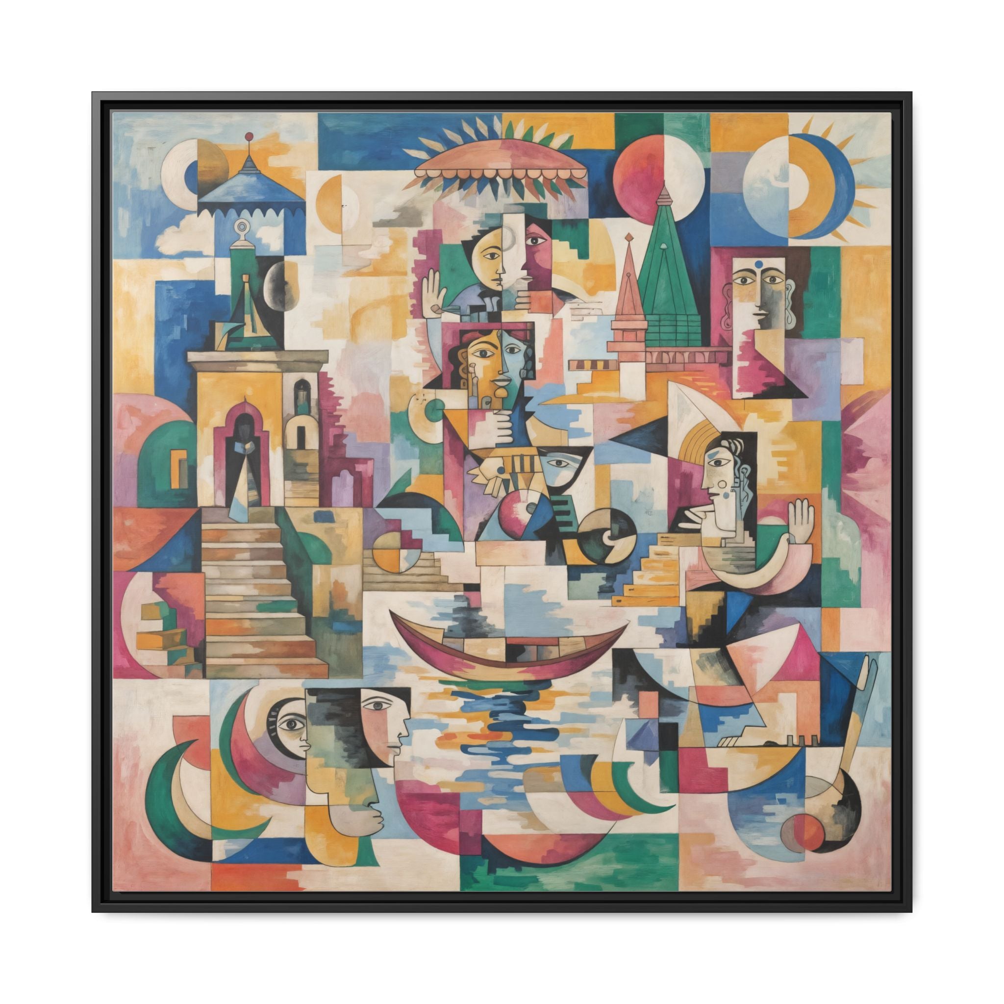 Framed Varanasi Matte Canvas Art Print, Colorful Modern Wall Décor, Unique Gift for Home, Gallery Wall Accent, Art Lovers Decor