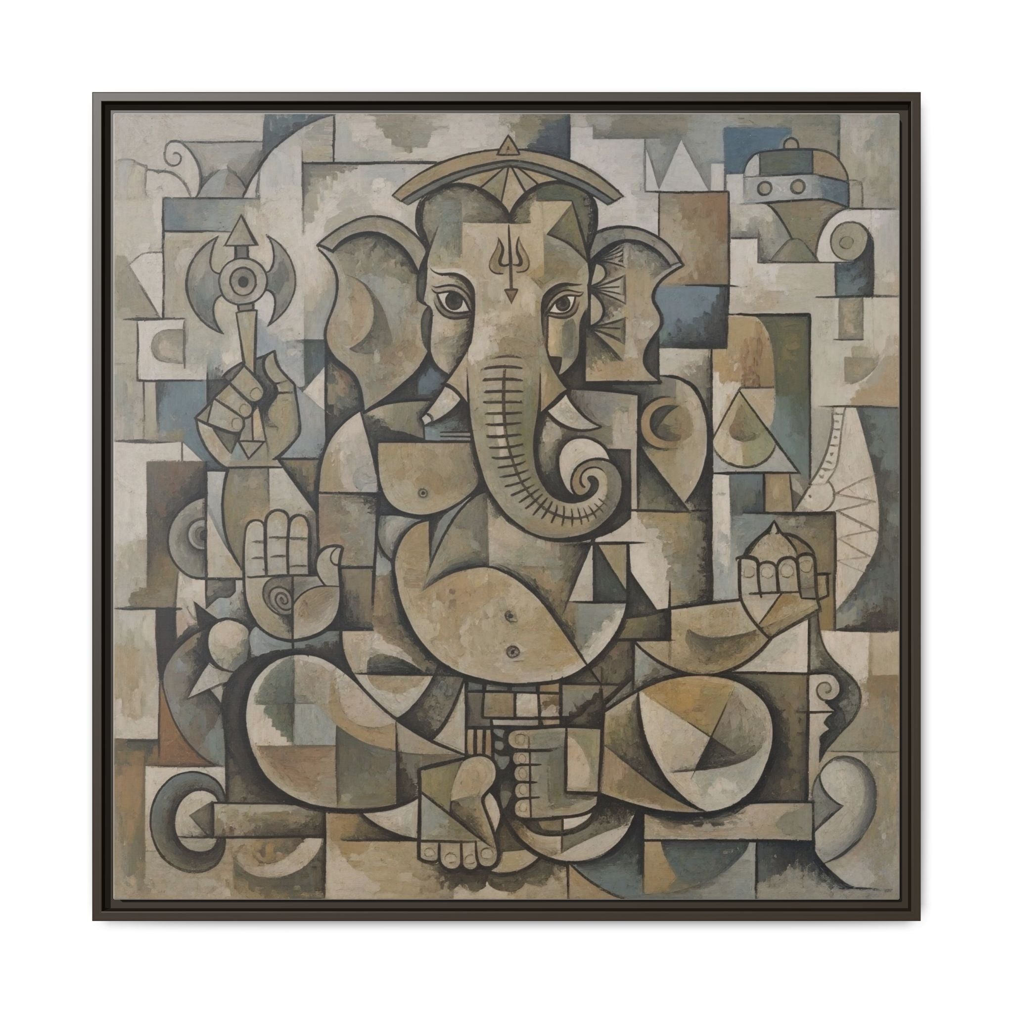 Framed Ganesha Art Print, Modern Wall Decor, Positive Vibes, Gift for Art Lovers, Home Decoration, Unique Art Style