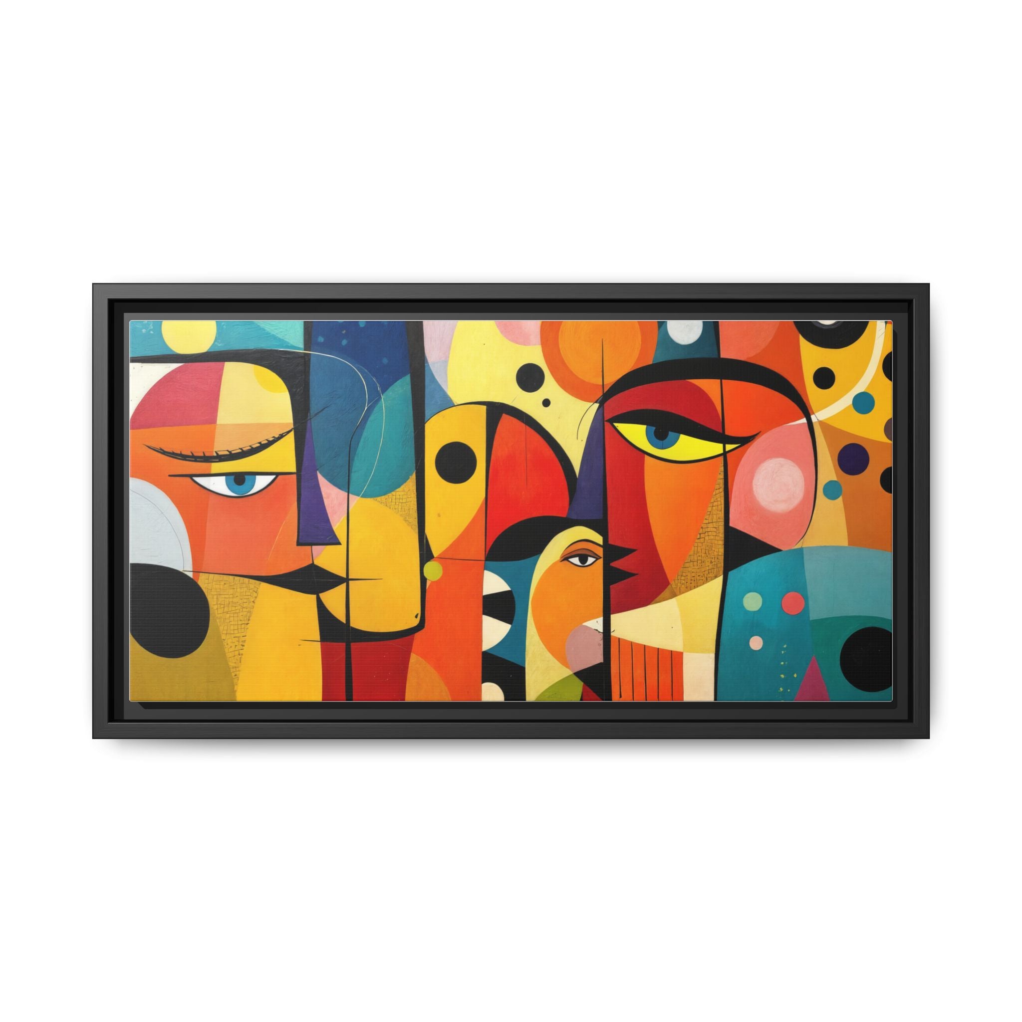 Colorful Goa People Abstract Framed Canvas Art, Vibrant Wall Decor, Modern Home Gallery, Gift for Art Lovers, Unique Living Room Accent