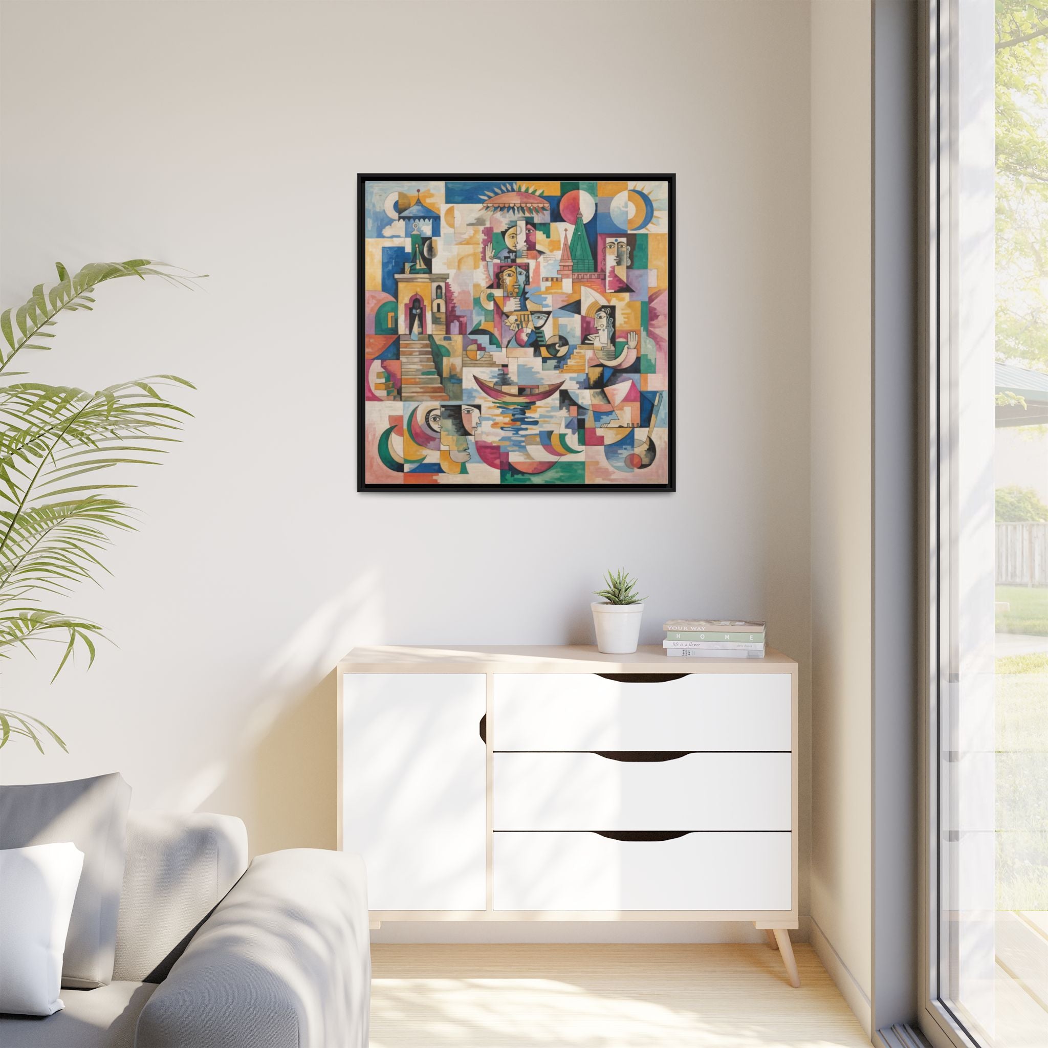 Framed Varanasi Matte Canvas Art Print, Colorful Modern Wall Décor, Unique Gift for Home, Gallery Wall Accent, Art Lovers Decor