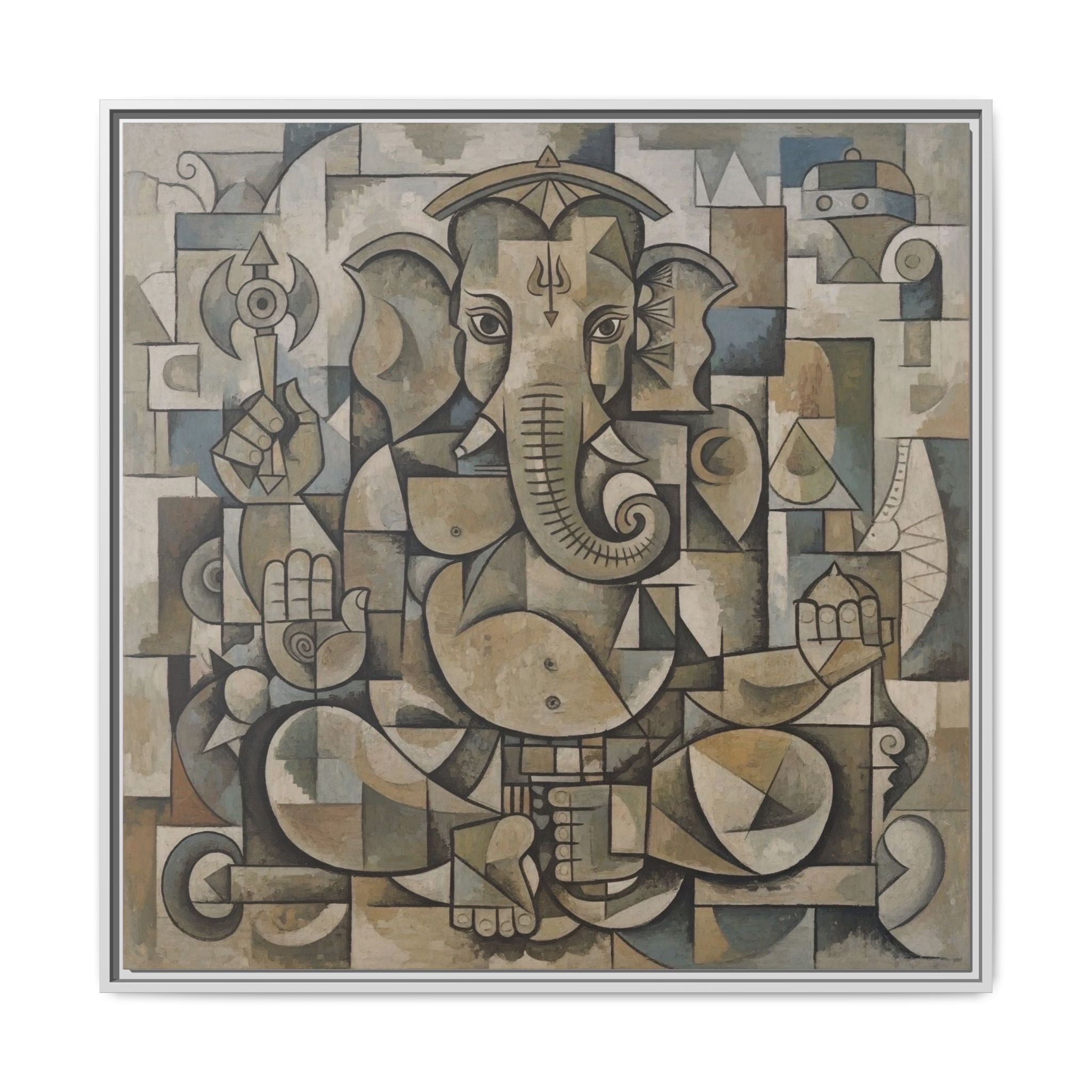 Framed Ganesha Art Print, Modern Wall Decor, Positive Vibes, Gift for Art Lovers, Home Decoration, Unique Art Style