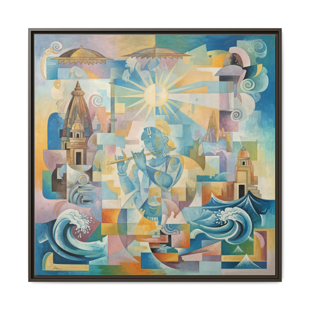 Dwarka Framed Canvas Art, Modern Wall Decor for Home, Unique Gift for Art Lovers, Vibrant Design for Living Room, Bohemian Aesthetic