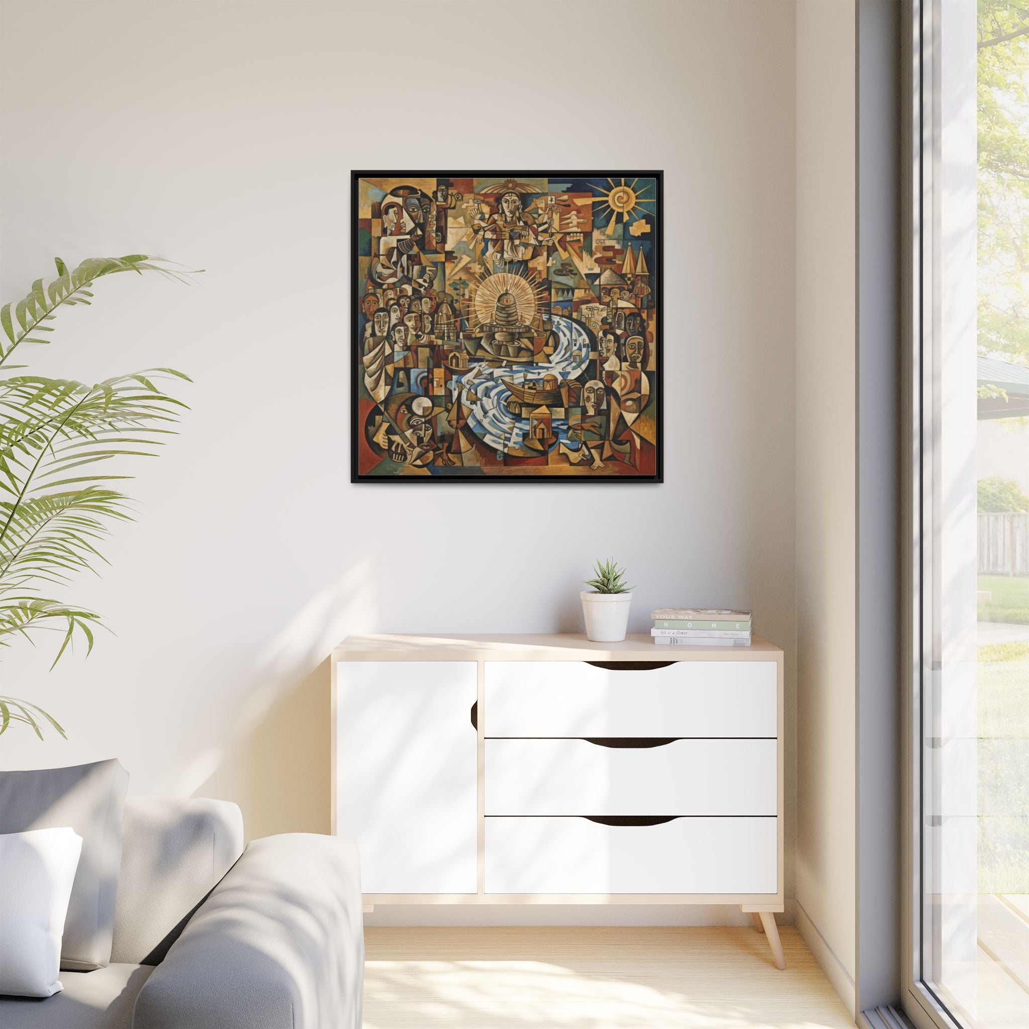 Kumbh Framed Matte Canvas Art Print, Abstract Wall Decor, Home Decoration, Unique Gift for Art Lovers, Boho Style