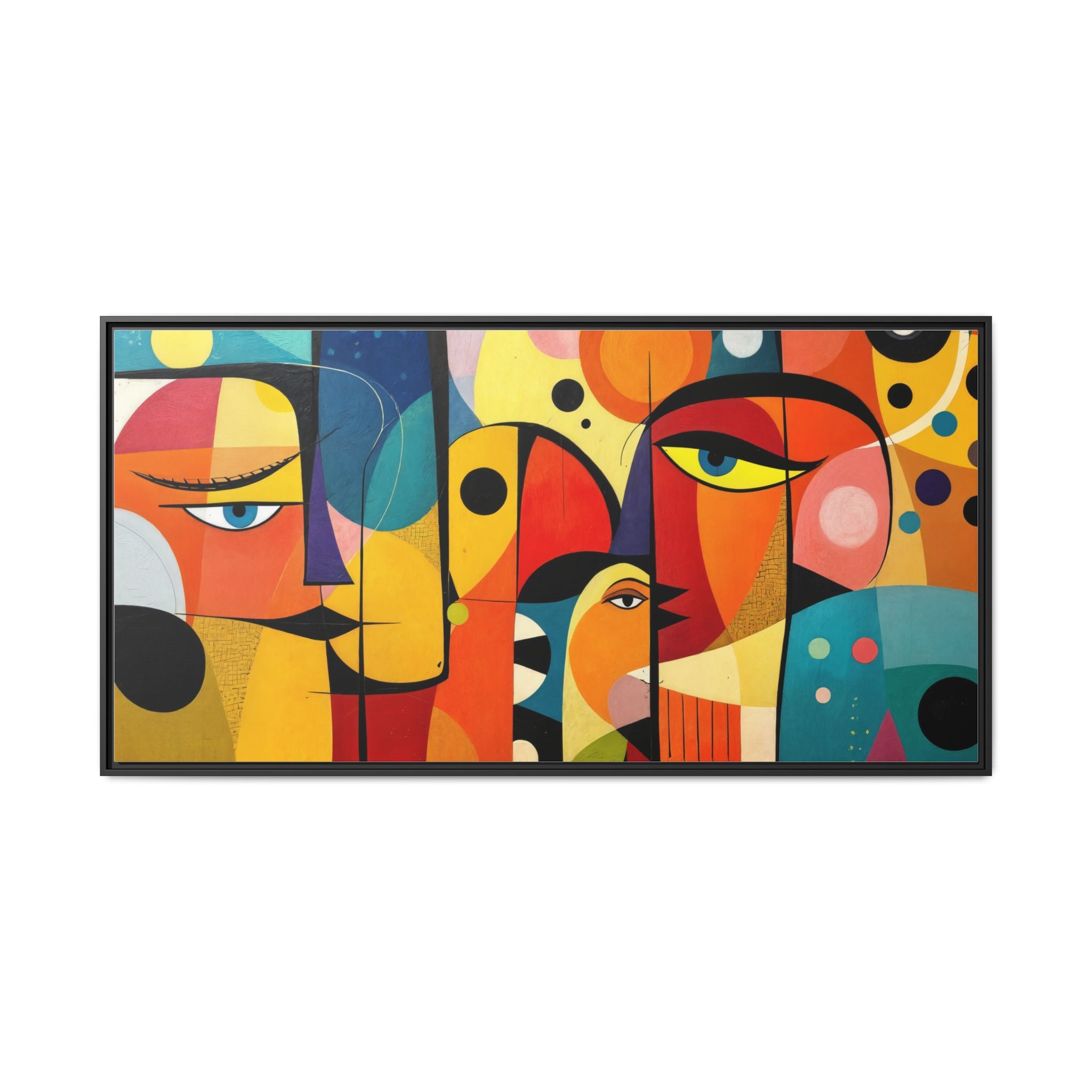 Colorful Goa People Abstract Framed Canvas Art, Vibrant Wall Decor, Modern Home Gallery, Gift for Art Lovers, Unique Living Room Accent
