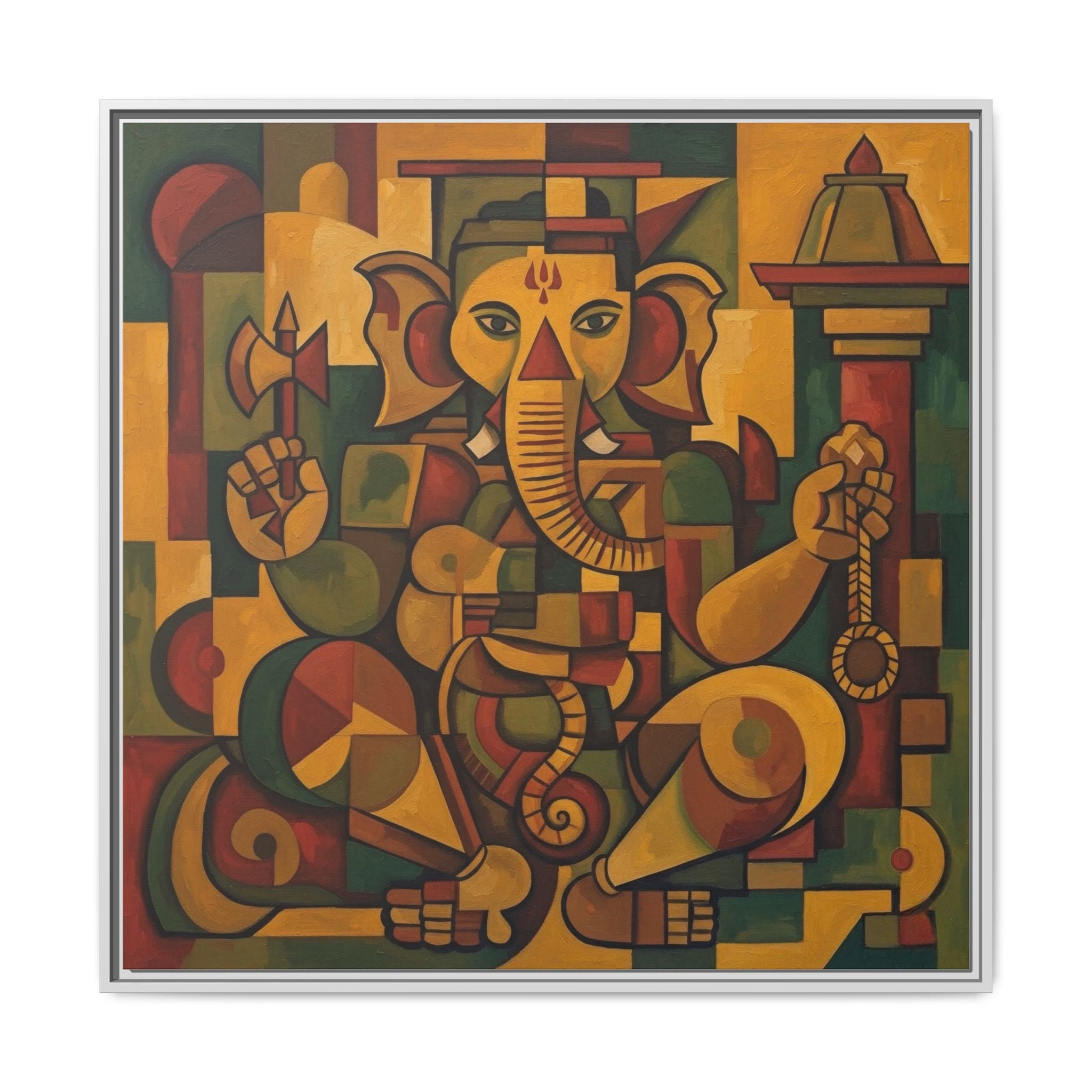 Framed Ganesh Canvas Art Print, Spiritual Home Decor, Colorful Wall Art, Hindu Decor, Indian Art, Gift for Diwali