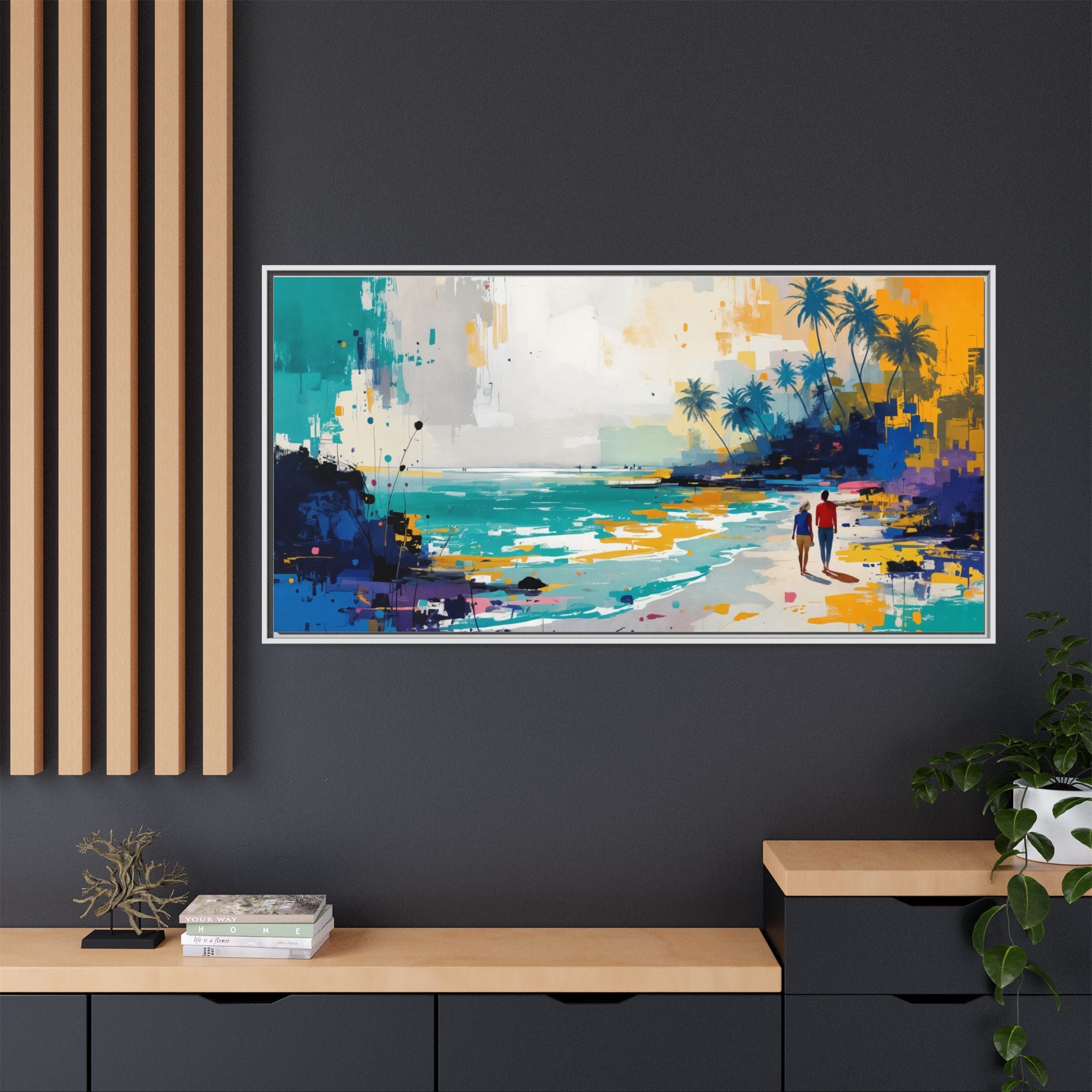 Framed Goa Canvas Art, Beach Scene Art, Vacation Decor, Colorful Wall Art, Tropical Landscape, Home Decor Gift, Coastal Artwork