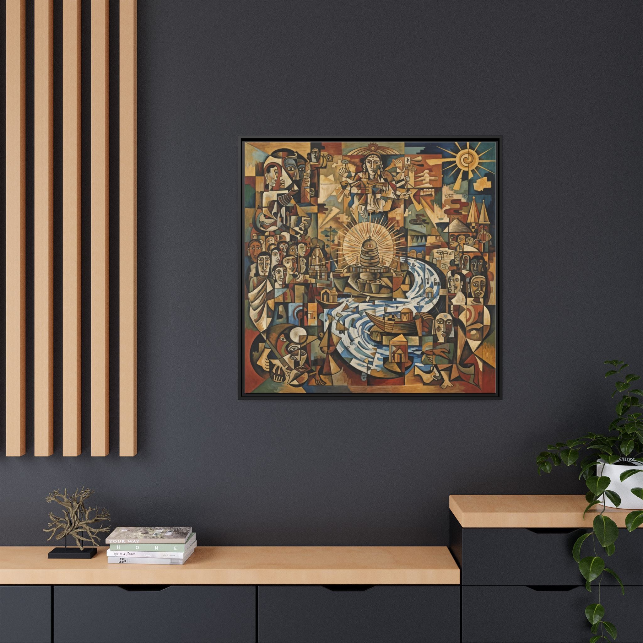 Kumbh Framed Matte Canvas Art Print, Abstract Wall Decor, Home Decoration, Unique Gift for Art Lovers, Boho Style