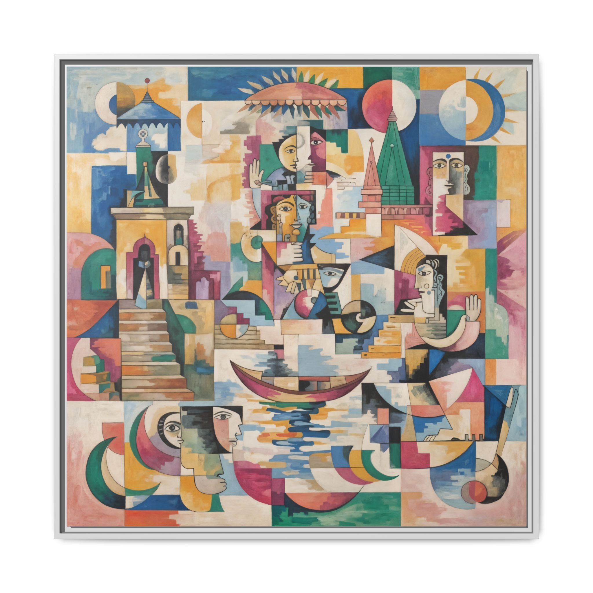 Framed Varanasi Matte Canvas Art Print, Colorful Modern Wall Décor, Unique Gift for Home, Gallery Wall Accent, Art Lovers Decor