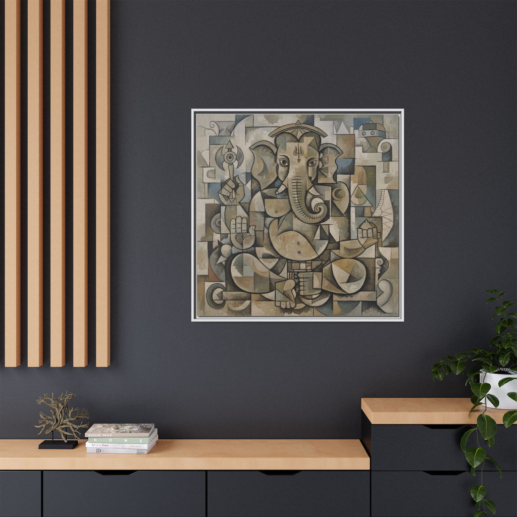 Framed Ganesha Art Print, Modern Wall Decor, Positive Vibes, Gift for Art Lovers, Home Decoration, Unique Art Style