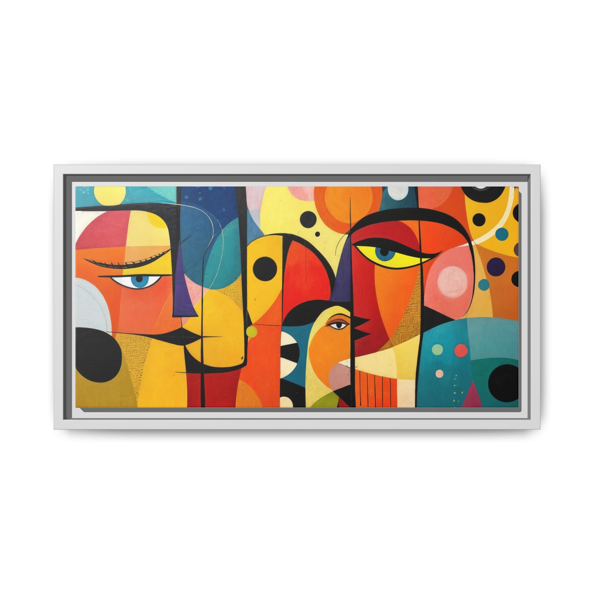 Colorful Goa People Abstract Framed Canvas Art, Vibrant Wall Decor, Modern Home Gallery, Gift for Art Lovers, Unique Living Room Accent