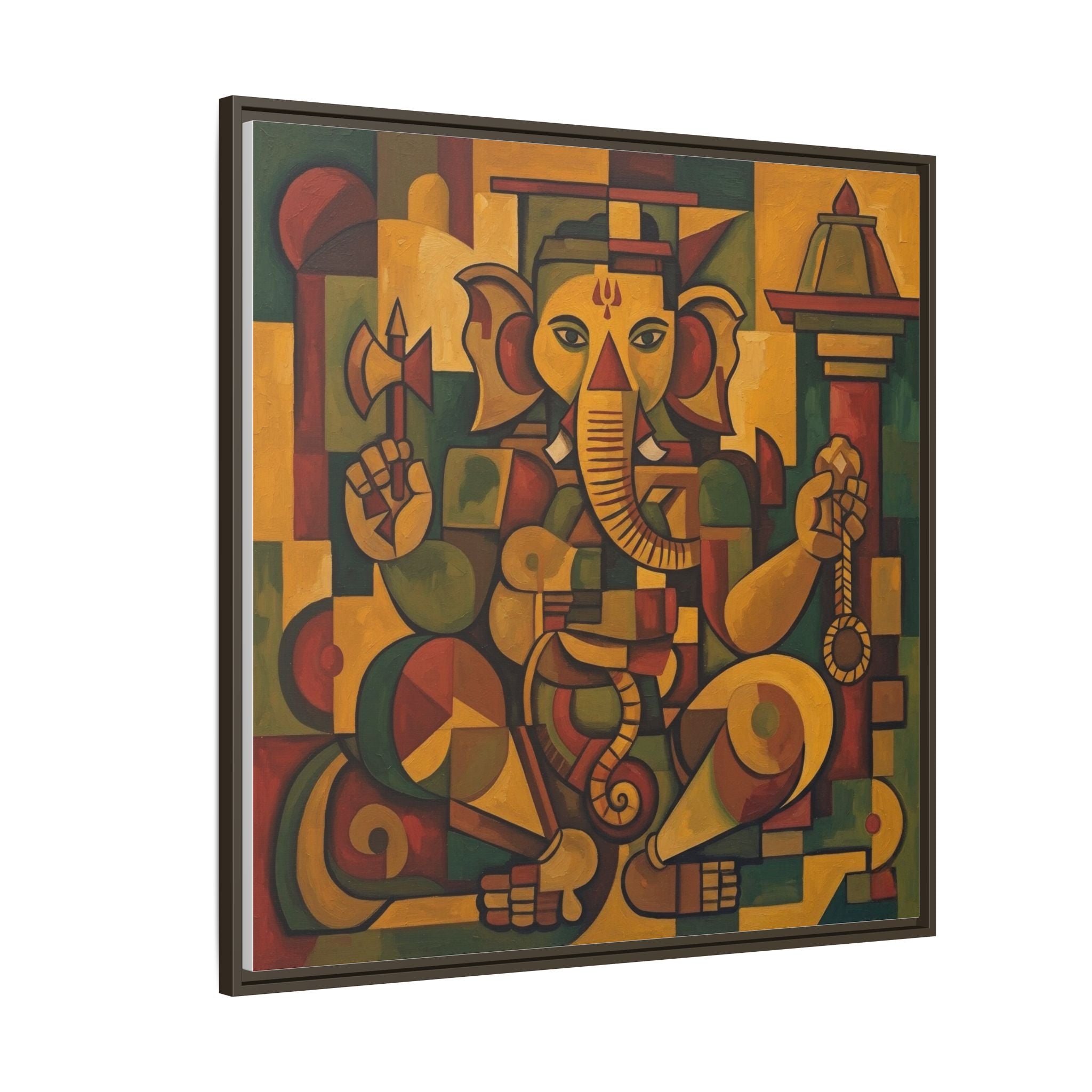 Framed Ganesh Canvas Art Print, Spiritual Home Decor, Colorful Wall Art, Hindu Decor, Indian Art, Gift for Diwali