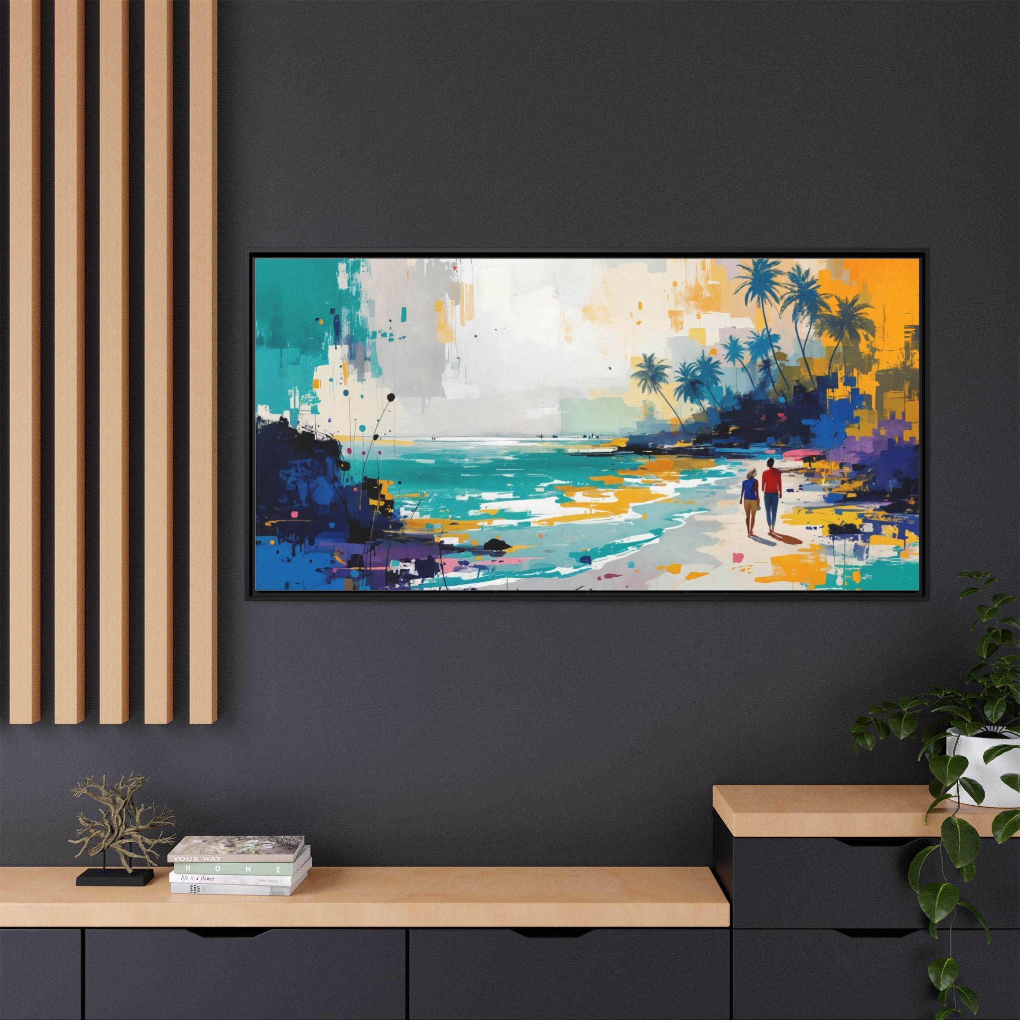 Framed Goa Canvas Art, Beach Scene Art, Vacation Decor, Colorful Wall Art, Tropical Landscape, Home Decor Gift, Coastal Artwork