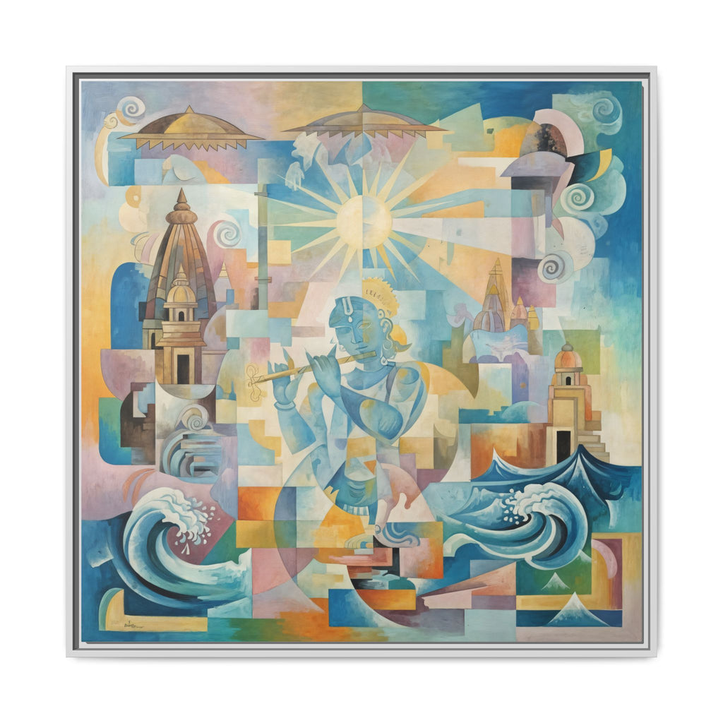 Dwarka Framed Canvas Art, Modern Wall Decor for Home, Unique Gift for Art Lovers, Vibrant Design for Living Room, Bohemian Aesthetic